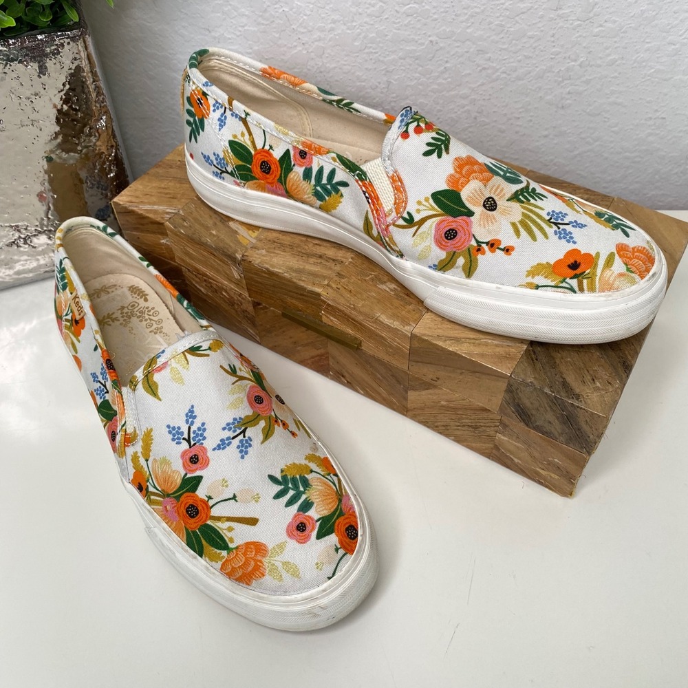 Keds Rifle Paper Co. Double Decker‎ Meadow Cream Slip On Casual Sneakers Size 7